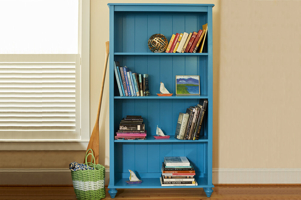 Tall blue sale bookcase