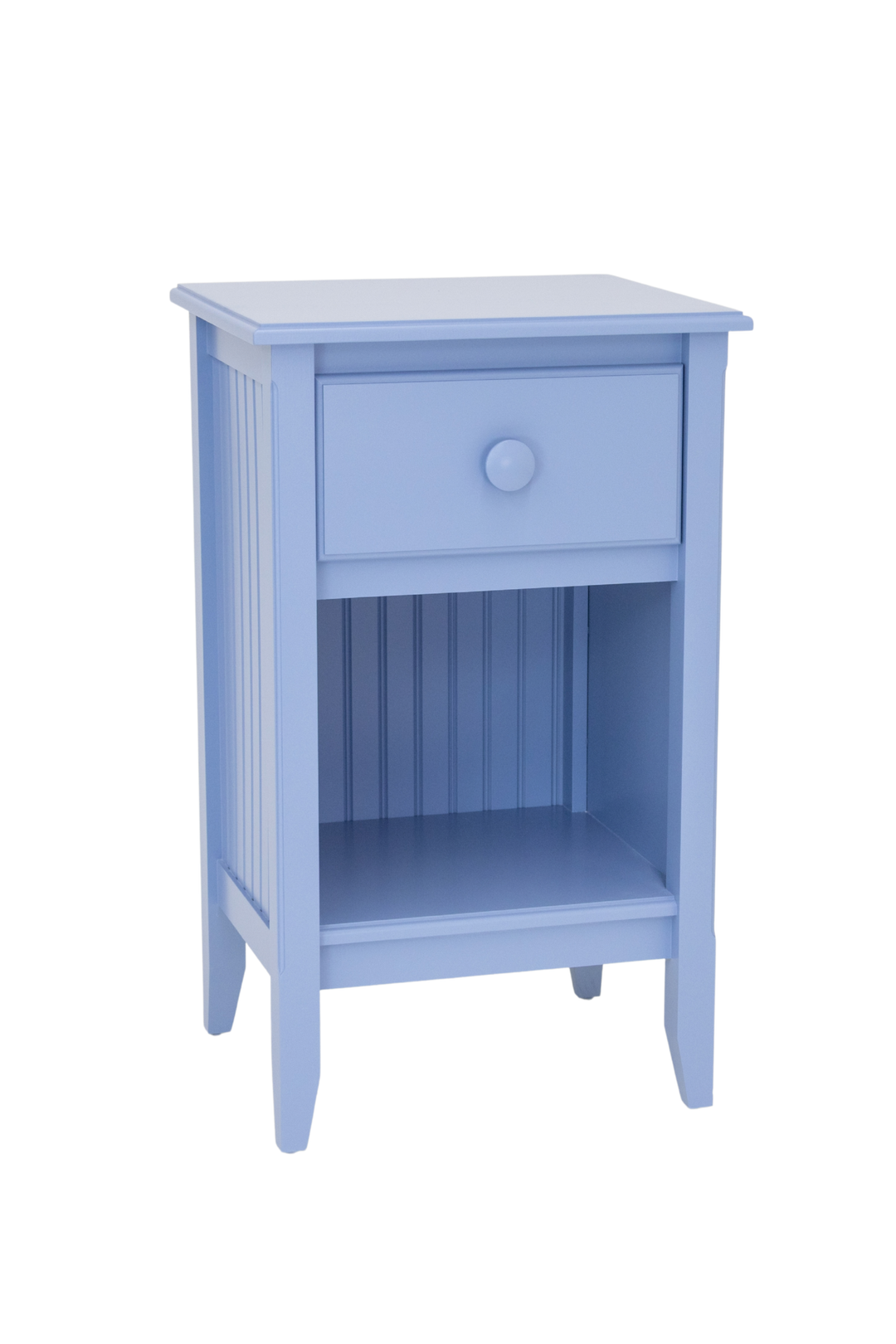 1-Drawer  Nightstand with Beadboard Panels and Large Mushroom Knob in Heron