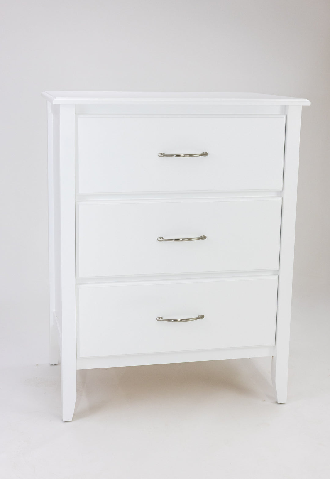 3-Drawer Chest with Smooth Panels and Custom Nickel Pulls in Sugar