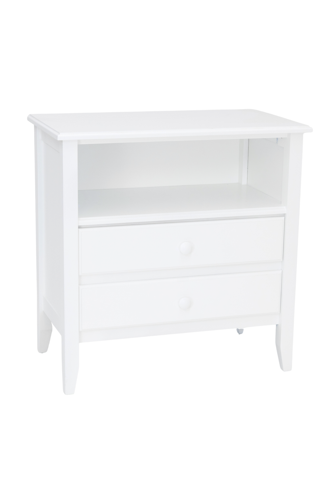 2-Drawer Open-Top Bedside Chest with Small Mushroom Knobs in Sugar