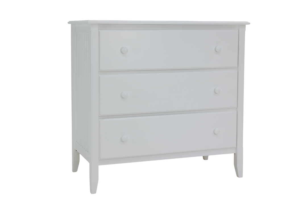 3-Drawer Wide Chest with Small Mushroom Knobs in Sugar