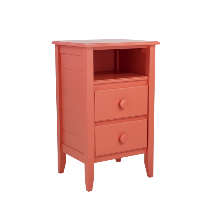 2-Drawer OPen-Top Nightstand with Beadboard Panels in Conch