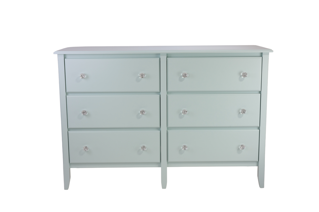 6-Drawer Dresser in Windy Sky with Crystal Knobs