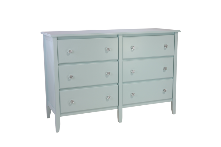 6-Drawer Dresser in Windy Sky with Crystal Knobs