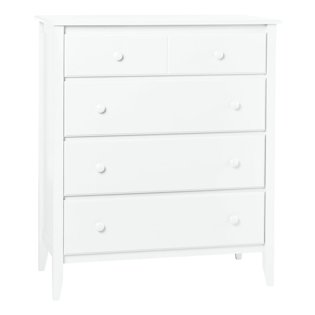 4-Drawer Wide Chest with Beadboard Panels and Small Mushroom Knobs in Sugar