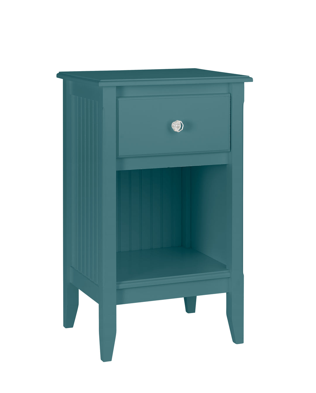 1-Drawer Nightstand with Beadboard Panels and Crystal Knob in Evangeline