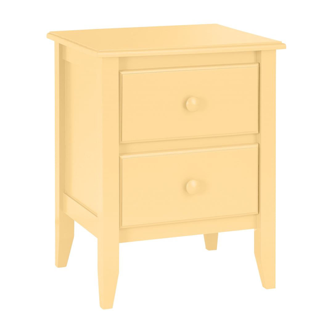 2-Drawer Nightstand with Beadboard Panels and Small Mushroom Knobs in Crescent