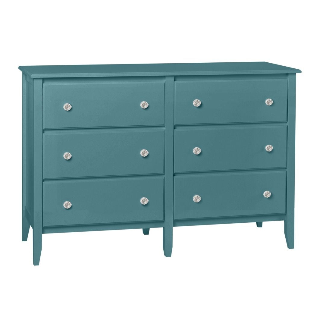 6-Drawer Dresser with Beadboard Panels and Crystal Knobs in Evangeline