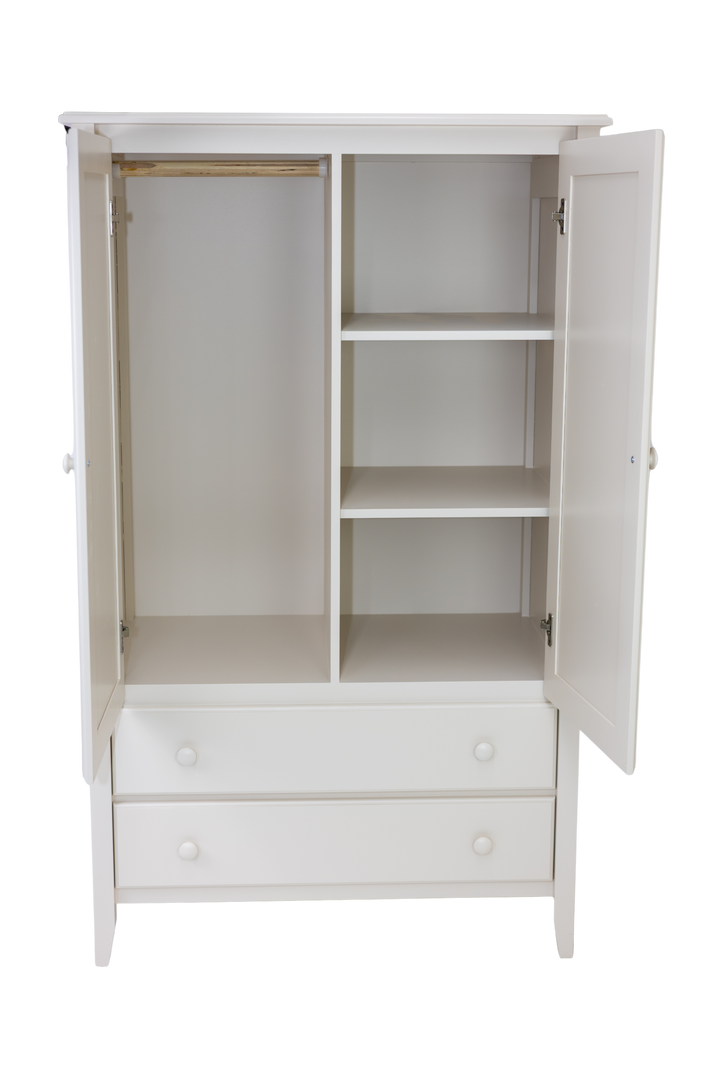 2-Drawer Wide Armoire with Cubbies and Pole with Smooth Panels in Hammock