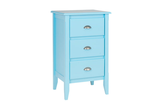 3-Drawer Nightstand shown with Pewter Cup Pulls and Beadboard panel option.